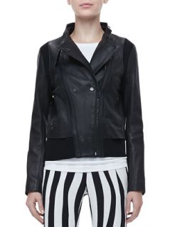 Womens Saari Double Snap Leather Jacket   A.L.C.   Black (12)