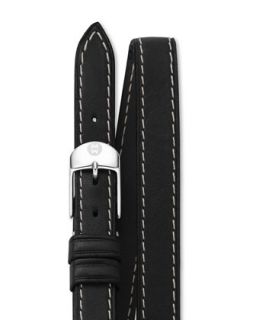 12mm Double Wrap Leather Strap, Black   MICHELE   Black (12mm )
