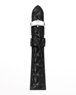 20mm Quilted Leather Watch Strap, Black   MICHELE   Black (20mm )