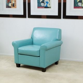 Christopher Knight Home Oversized Teal Blue Bonded Leather Club Chair