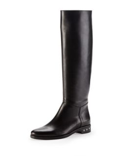 Screw Heel Leather Knee Boot, Black   Lanvin   Black (40.0B/10.0B)