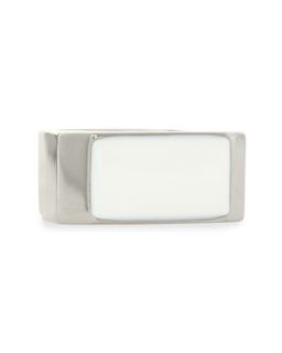 White/Silvertone Colorblock Ring   Saint Laurent   White (6)