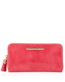 Patent Leather Continental Wallet, Pink   Elaine Turner