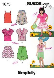 Simplicity 1675 Girls' Tops SUEDEsays Collection Sewing Pattern, Size A (8 10 12 14 16)