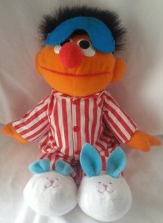 1996, 1997 Tyco Preschool Toys, Inc. Croner Tyco Toys. Ltd. Jim Henson Productions, Inc. CTW Children's Television Workshop Sesame Street Muppets TYCO CTW SESAME STREET SING & SNORE ERNIE #37207, 70207 w/Squeeze Enrie's Hand & He Talks &qu