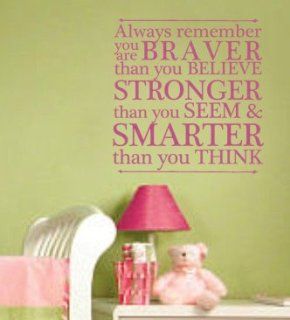 Winnie the Pooh You Are Braver than you believe, Stronger than you seem, and Smarter than you know Vinyl Wall Decal   Wall Decor Stickers