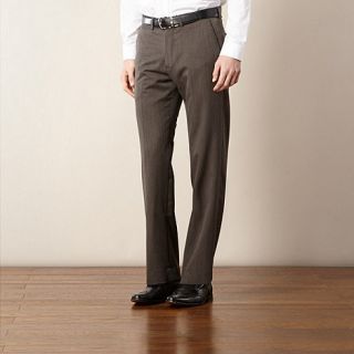 Jeff Banks Big and tall brown marl flat front trousers