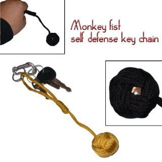 P 00108. Large Monkey Fist Self Defense Keychain  Mustard Yellow. ninja weapon steel chain link martial arts self defence defense PantTD  Martial Arts Ball Bearing Nunchakus  Sports & Outdoors