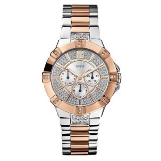 Guess Ladies silver two tone diamante watch