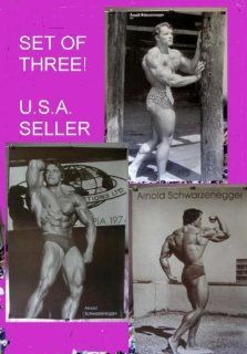 Arnold Schwarzenegger 1970s Bodybuilding Poster Print Black & White SET of 3 21 X 31 Inches Each (sent FROM USA in PVC pipe)  