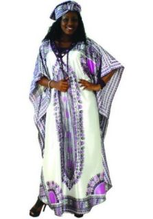 Shimmering Traditional Dashiki Style Jeweled Polyester Caftan Kaftan   Available in Several Colors (Purple) Clothing