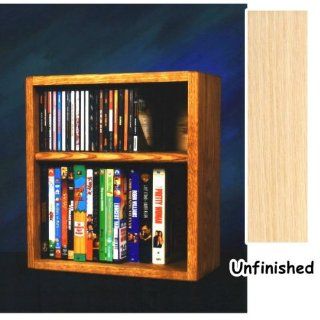 Solid Oak CD DVD/VHS Combo Wall Floor or Shelf Mount Cabinet   Holds 26 CDs AND 22 DVDs or 12 VHS (Unfinished) (15"H x 14.5"W x 6.75"D)   Audio Video Media Cabinets