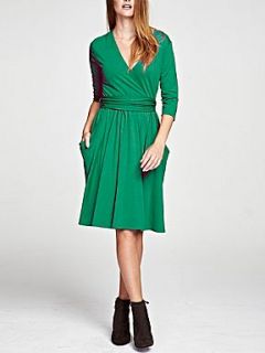 HotSquash Thinheat false wrap fit `n flare dress Green