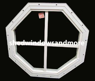 Shed Octagon Window White 14" Flush Mount W/Safety Glass    