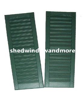 Louvered Shed or Playhouse Shutters Green 9" X 27" 1 Pair