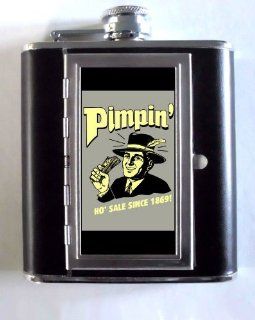 Pimpin' Ho' Sale Since 1869 Whiskey and Beverage Flask, ID Holder, Cigarette Case Holds 5oz Great for the Sports Stadium Kitchen & Dining