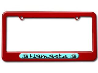 Namaste   Om Aum Yoga License Plate Tag Frame   Color Red Automotive