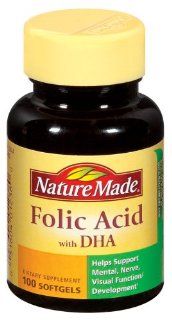 Nature Made Folic Acid with DHA, 100 Softgels (Pack of 3) Health & Personal Care