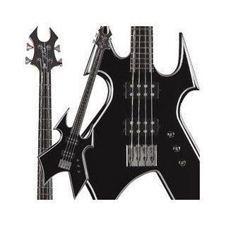 BC Rich Trace Warbeast Electric Bass Guitar, Onyx with Silver Pinstripes TWBSTBO Musical Instruments