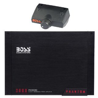 BOSS Audio PH3000D Phantom 3000 watts Monoblock Class D 1 Channel 1 Ohm Stable Amplifier with Remote Subwoofer Level Control  Vehicle Mono Subwoofer Amplifiers 
