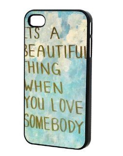 Fresh design "It's a Beautiful Thing When You Love Somebody" snap on plastic hard case skin back cover for iPhone 4 4s Cell Phones & Accessories