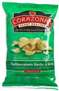 CORAZONAS Heart Healthy Mediterranean Garlic & Herb Potato Chips, 6 Ounce Bags (Pack of 12)  Grocery & Gourmet Food