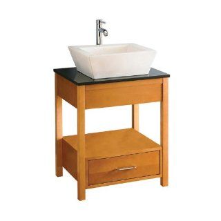 Decolav 5115 MP Stained Wood Vessel Stand with Granite Countertop, Maple