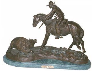 "Double Trouble" Solid Bronze Statue Handmade Sculpture Inspired By Frederic Remington Medium Size 13.5" Inches High   Executive Gifts Bronzes