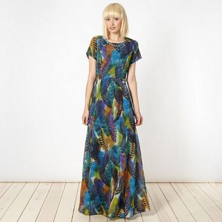 Butterfly by Matthew Williamson Designer multicoloured feather embellished maxi dress