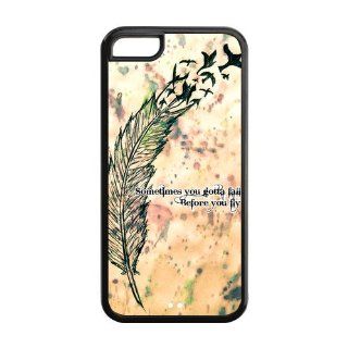 Fashion Funny Sometimes You Gotta Fall Quote Apple Iphone 5C Case Cover TPU Birds Cell Phones & Accessories