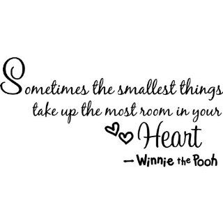 Winnie the pooh Quote Wall Art decor decal " Sometimes the smallest things take up the most room in your heart " winnie saying Wall Sticker Decal for child Bedroom decor Birthday Gift for boys and girls  