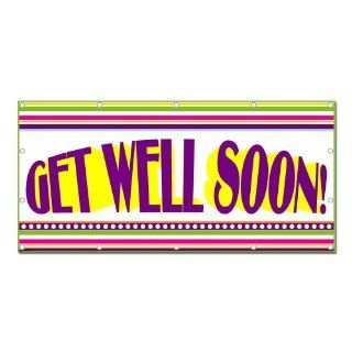 Get Well Soon Love Colorful Stripes   Sympathy 8'x4' Banner Health & Personal Care