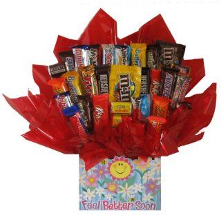 Chocolate Candy bouquet in a Feel Better Soon Get Well box  Other Products  