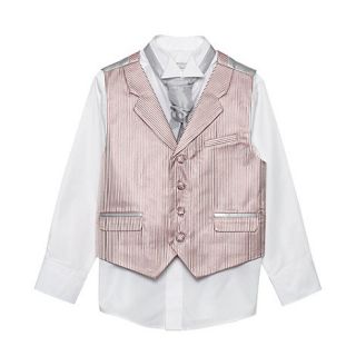 bluezoo Boys silver striped waistcoat cravat tie and shirt set