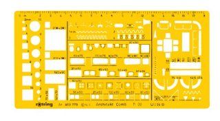 Rotring S0238781 Symbolschablone Architekten Combi 1100, mit Tuschenoppen, gelbtransparent Bürobedarf & Schreibwaren