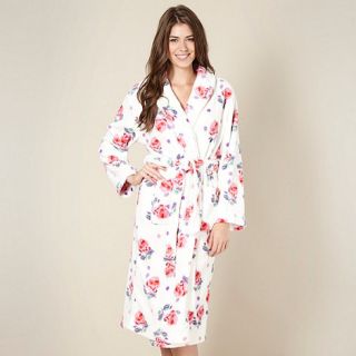 Lounge & Sleep Cream rose print fleece dressing gown