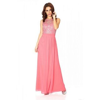 Quiz Pink Chiffon Sequin Embellished Maxi Dress