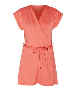 Coral Deep V Wrap Playsuit