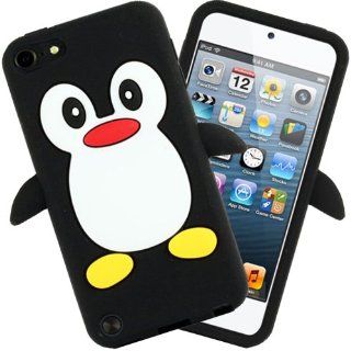Schwarz Black Penguin Pinguin Tasche Hlle fr Apple iPod Touch 5TH 5G 5 Generation Etui Schutzhlle Silikon + Displayschutzfolie + Stylus Elektronik