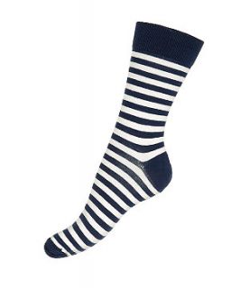 White and Navy Stripe Socks