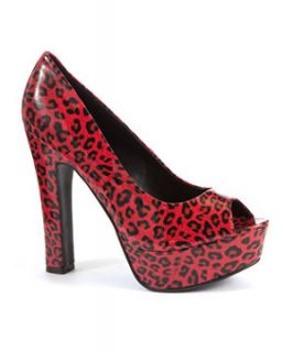 Red Leopard Print Platform Court Shoes