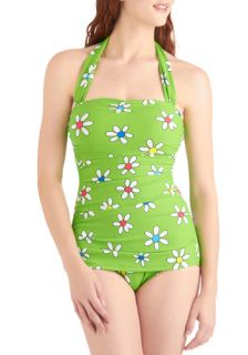 Bathing Beauty One Piece in Groovy Daisy  Mod Retro Vintage Bathing Suits