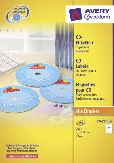 Avery Zweckform L7676 100 CD Etiketten,  117 mm, 100 Blatt/200 Etiketten, wei Bürobedarf & Schreibwaren