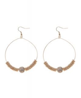 Gold Sparkle Bauble Bead Hoop Earrings