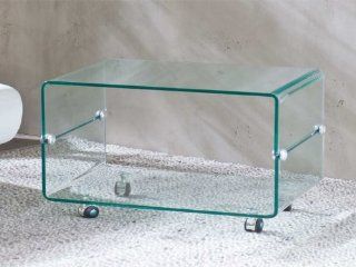 Glas Beistelltisch auf Rollen aus gebogenem Glas SALE Küche & Haushalt