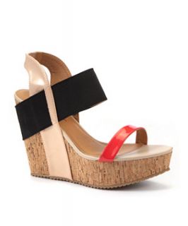 Dolcis Coral Contrast Strap Wedges