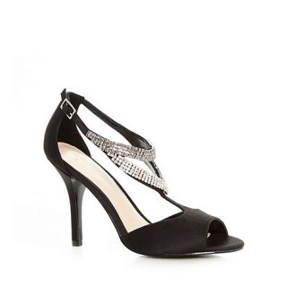 J by Jasper Conran Designer black satin diamante T bar high heel shoes