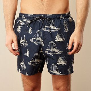 Hardcastle Navy sketch boat print swim shorts