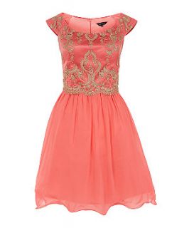 Coral Lace Top 2 in 1 Prom Dress