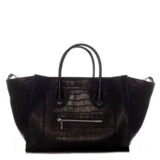ROUVEN Black & Silver Matt Croco MAYDLEN CHYC TRAPEZ Tote Shopper Bag Tasche Handtasche (35x27x15cm) Schuhe & Handtaschen